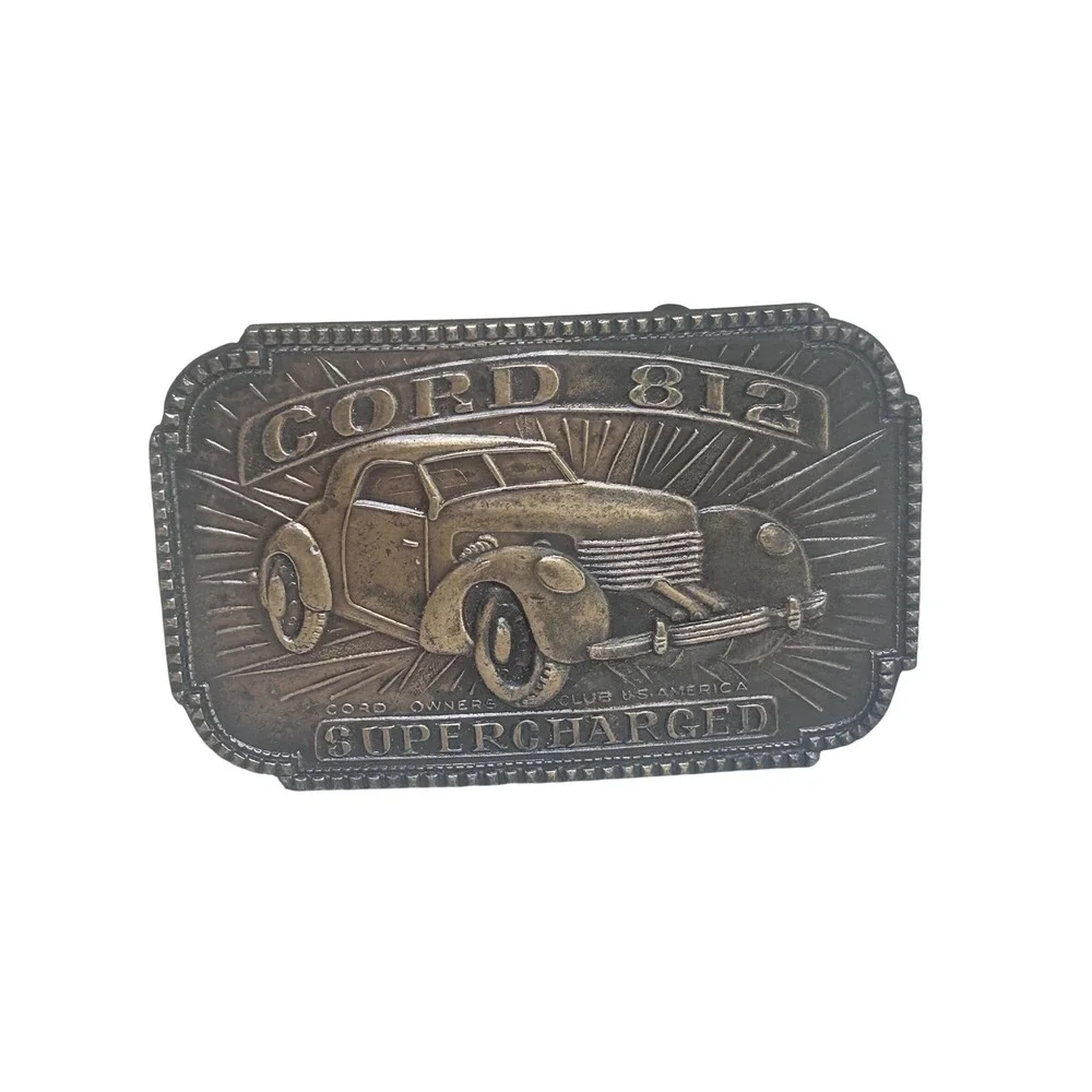 Vintage Cord 812 Supercharged Belt Buckle Cord Owners Club America USA B38 Brass